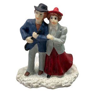 Vintage Christmas Village Date Night Stroll Couple Hand Painted
